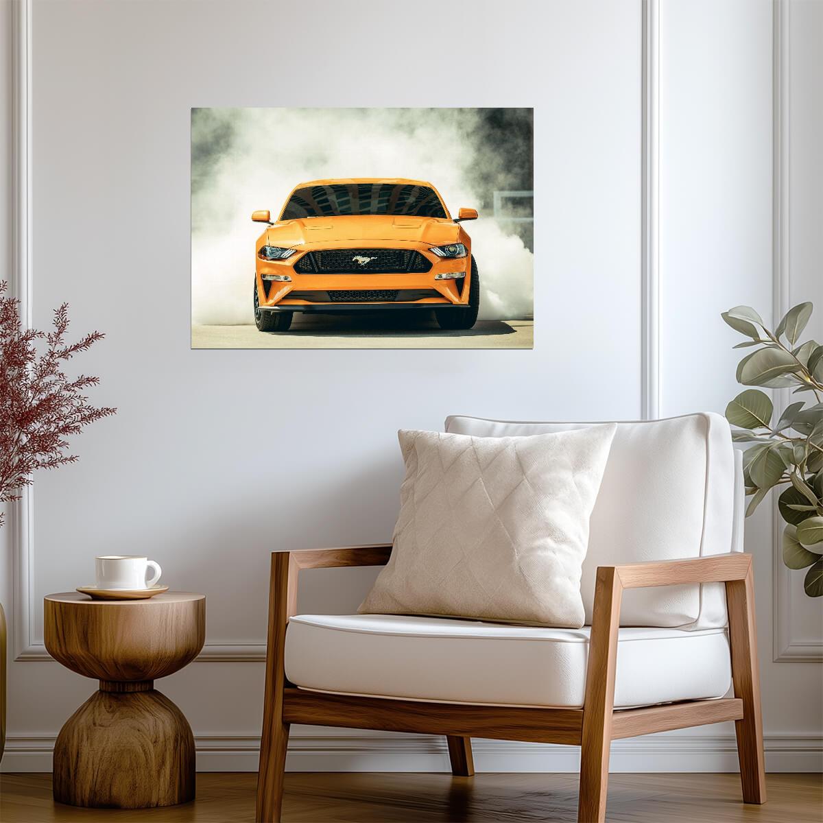 Ford Mustang GT S550 Facelift | Orange Muscle Car Poster | American Performance Car Burnout - Cars Poster