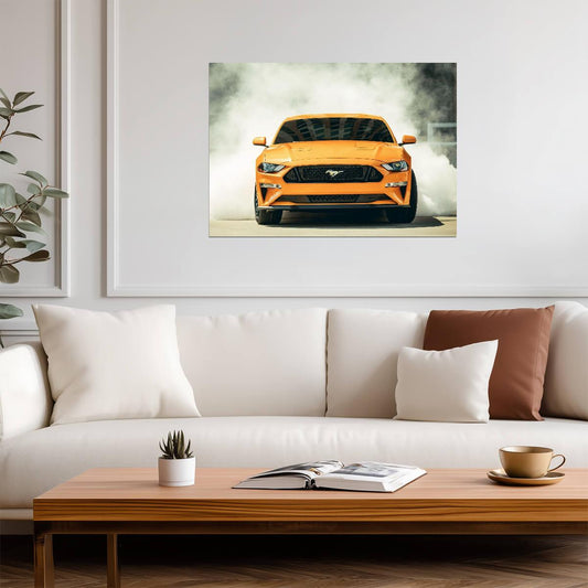 Ford Mustang GT S550 Facelift | Orange Muscle Car Poster | American Performance Car Burnout - Cars Poster