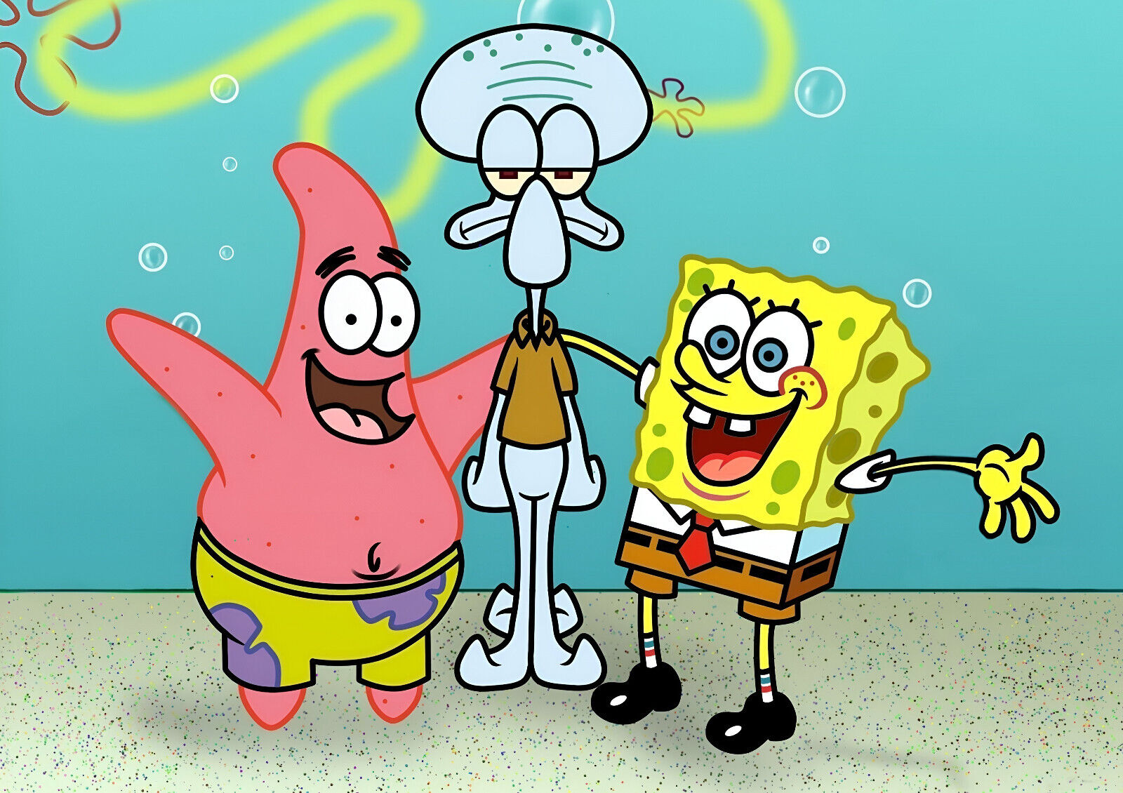 SpongeBob Patrick & Squidward | Best Friends Cartoon Art | Funny Nursery Poster - Movies & TV Poster