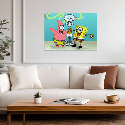 SpongeBob Patrick & Squidward | Best Friends Cartoon Art | Funny Nursery Poster - Movies & TV Poster