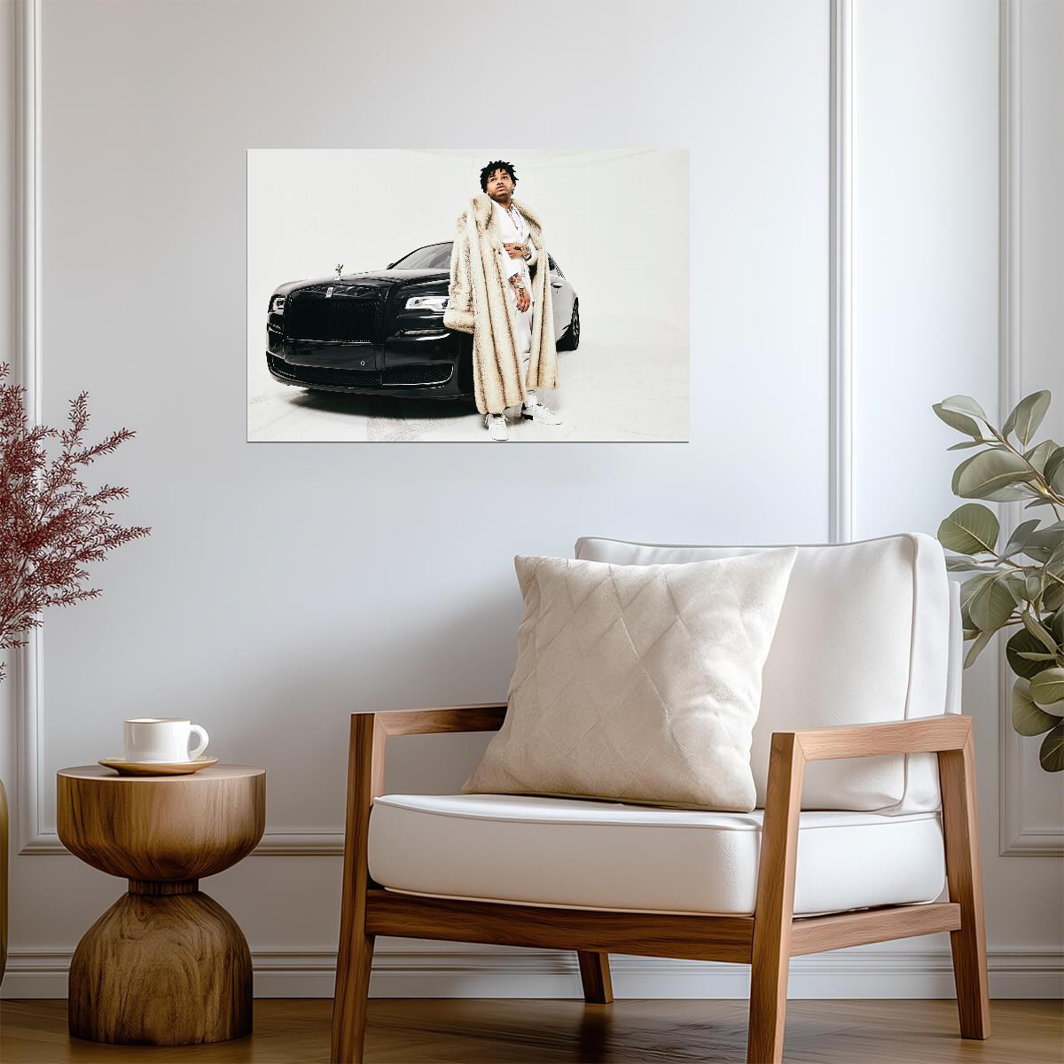 Rapper NoCap with Rolls-Royce | Hip Hop Music Poster | Luxury Lifestyle Wall Art - Music Poster