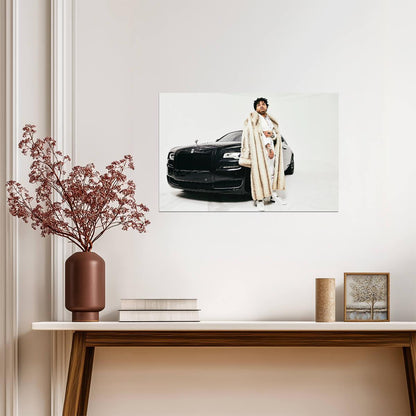 Rapper NoCap with Rolls-Royce | Hip Hop Music Poster | Luxury Lifestyle Wall Art - Music Poster