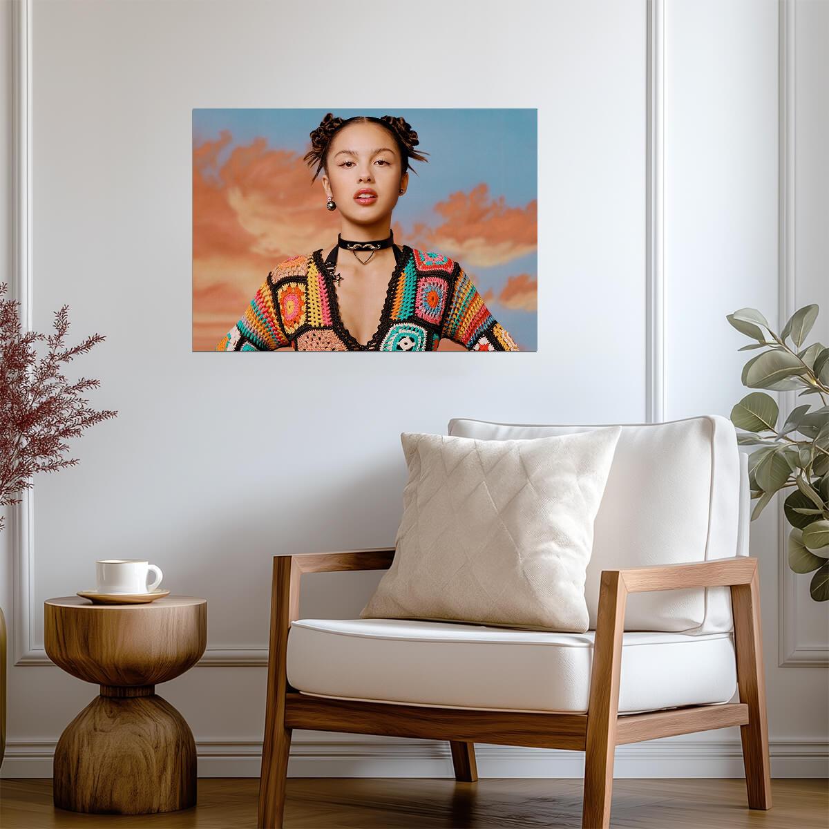 Olivia Rodrigo Crochet Top | Heart Choker & Space Buns | Sour Era Music Poster - Music Poster