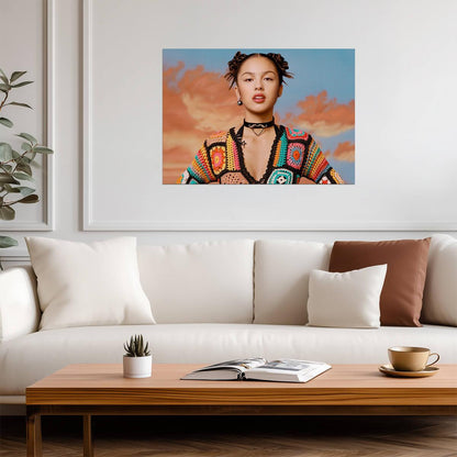 Olivia Rodrigo Crochet Top | Heart Choker & Space Buns | Sour Era Music Poster - Music Poster