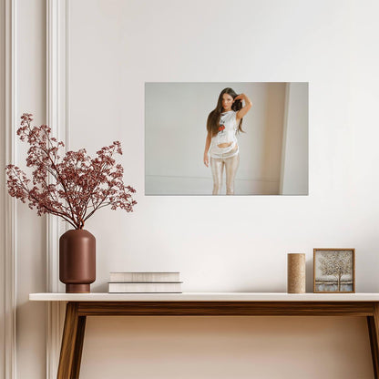 Olivia Rodrigo White Ripped Tee | Silver Pants Studio Photo | Pop Singer Poster - Music Poster