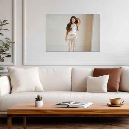 Olivia Rodrigo White Ripped Tee | Silver Pants Studio Photo | Pop Singer Poster - Music Poster