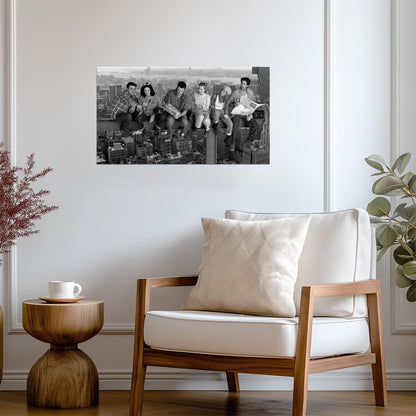 Friends Cast on Skyscraper Girder | Classic 90s TV Show Poster | Black and White Wall Art - Movies & TV Poster