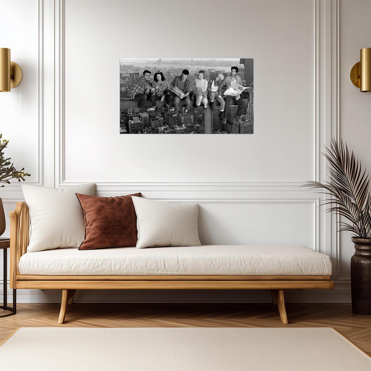 Friends Cast on Skyscraper Girder | Classic 90s TV Show Poster | Black and White Wall Art - Movies & TV Poster