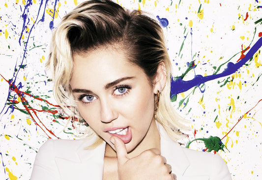 Miley Cyrus White Blazer | Paint Splatter Art Portrait | Pop Rock Star Poster - Music Poster