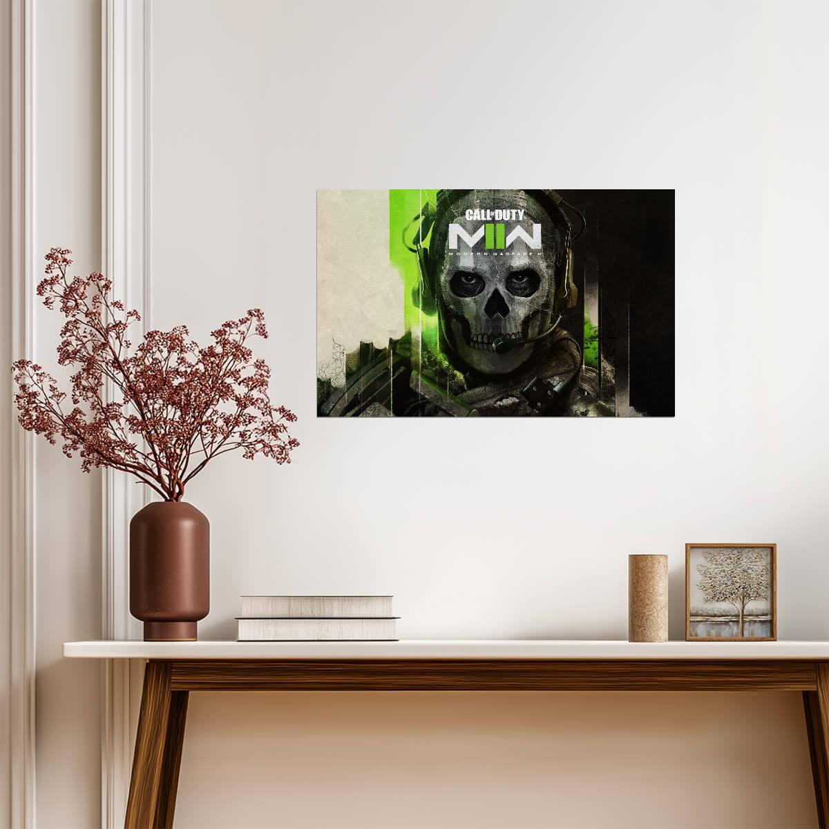 Call of Duty Modern Warfare II Ghost Intense Portrait | FPS Game Character Poster | Gamer Gift Wall Art - Video Games Poster