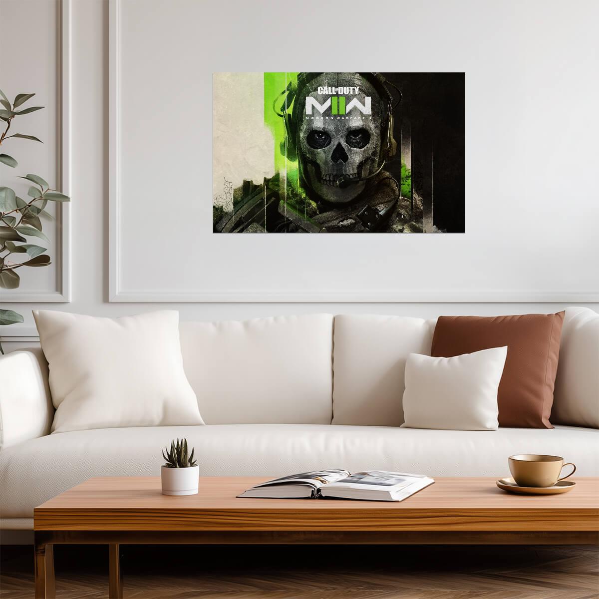 Call of Duty Modern Warfare II Ghost Intense Portrait | FPS Game Character Poster | Gamer Gift Wall Art - Video Games Poster