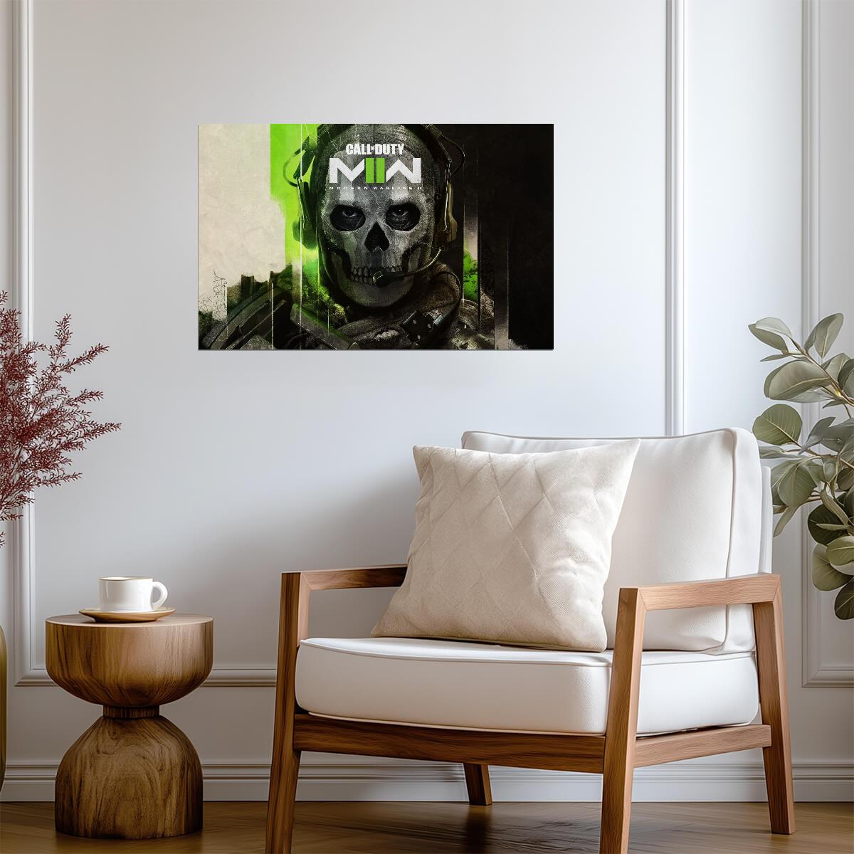 Call of Duty Modern Warfare II Ghost Intense Portrait | FPS Game Character Poster | Gamer Gift Wall Art - Video Games Poster