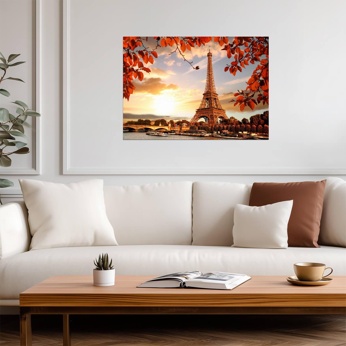 Eiffel Tower at Sunset | Paris Photography Print | Autumn in France Poster - Photography Poster