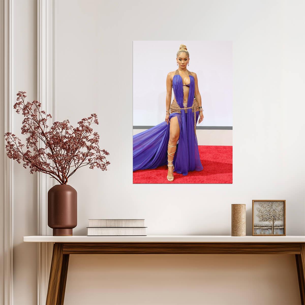 Saweetie Red Carpet Fashion | Glamorous Music Poster | Female Rapper Wall Art - Music Poster