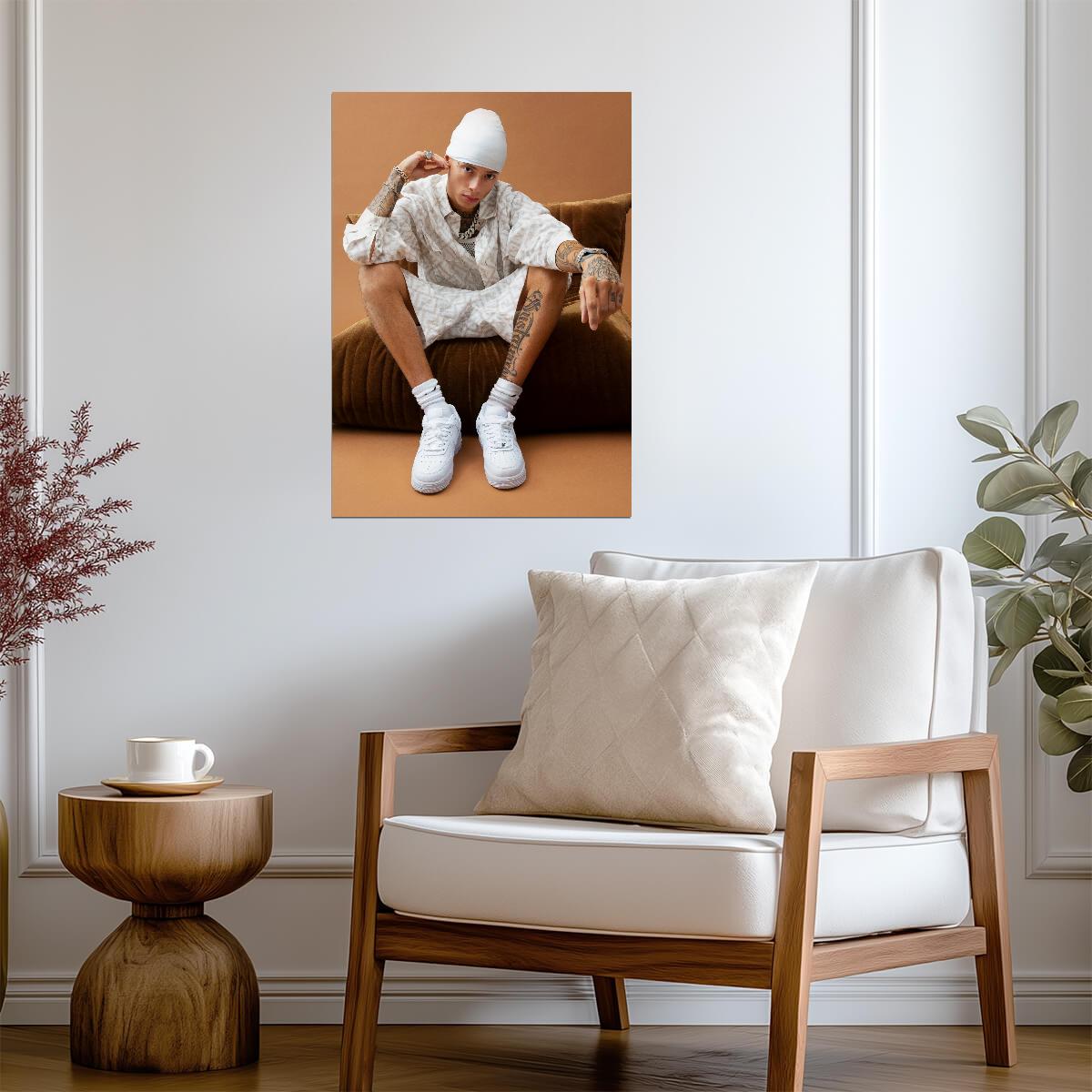 Central Cee White Durag Photoshoot | Studio Portrait Poster | UK Rap Star Wall Art - Music Poster