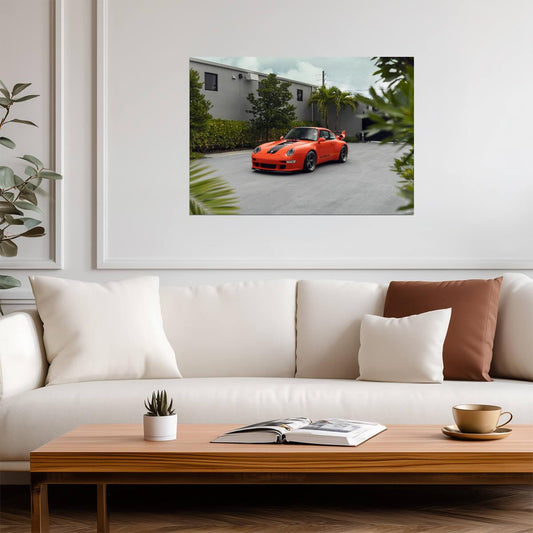 Porsche 911 (993) Gunther Werks | Full Carbon Body Restomod | Orange German Supercar Poster - Cars Poster