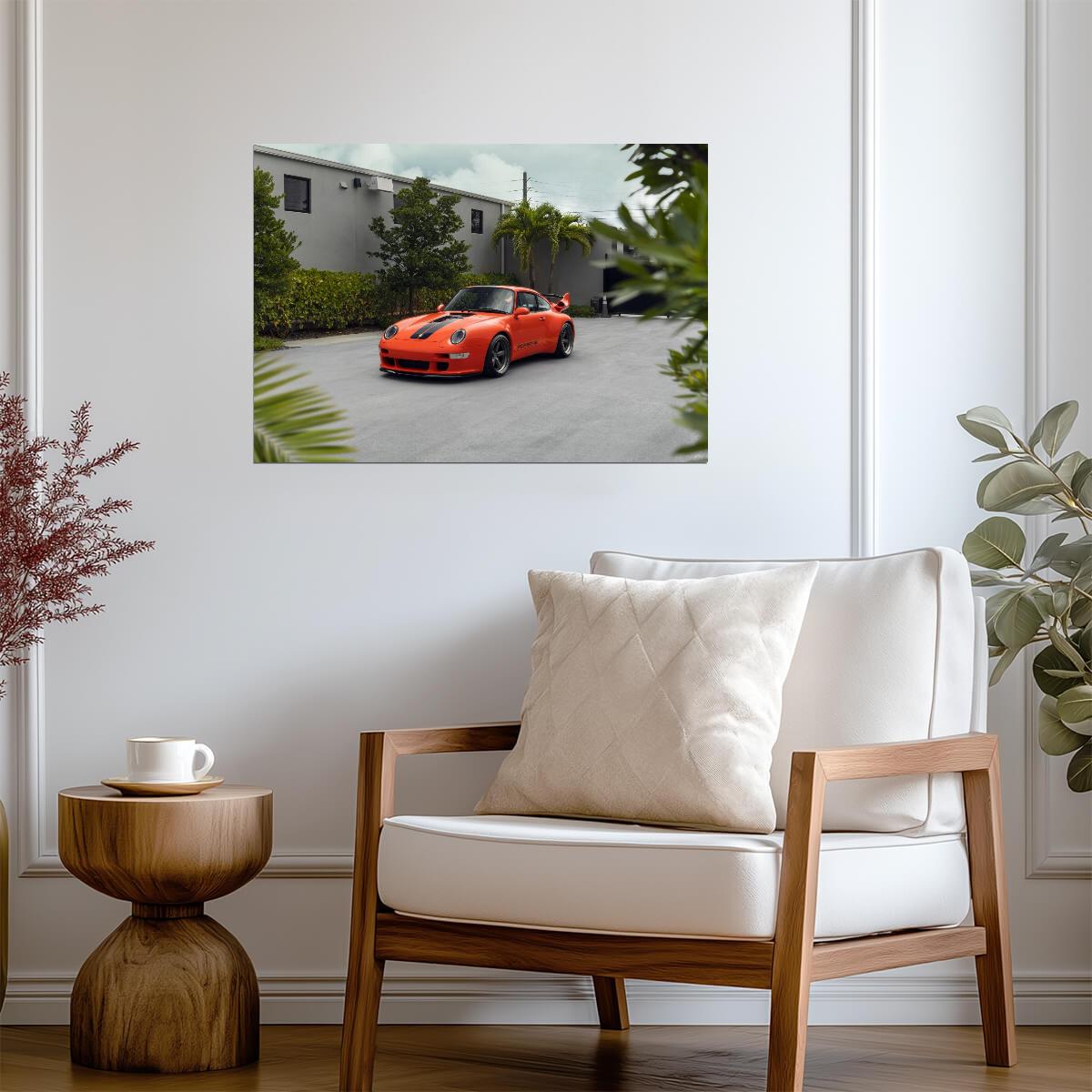 Porsche 911 (993) Gunther Werks | Full Carbon Body Restomod | Orange German Supercar Poster - Cars Poster