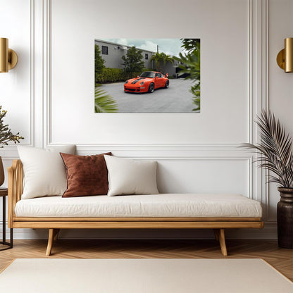 Porsche 911 (993) Gunther Werks | Full Carbon Body Restomod | Orange German Supercar Poster - Cars Poster