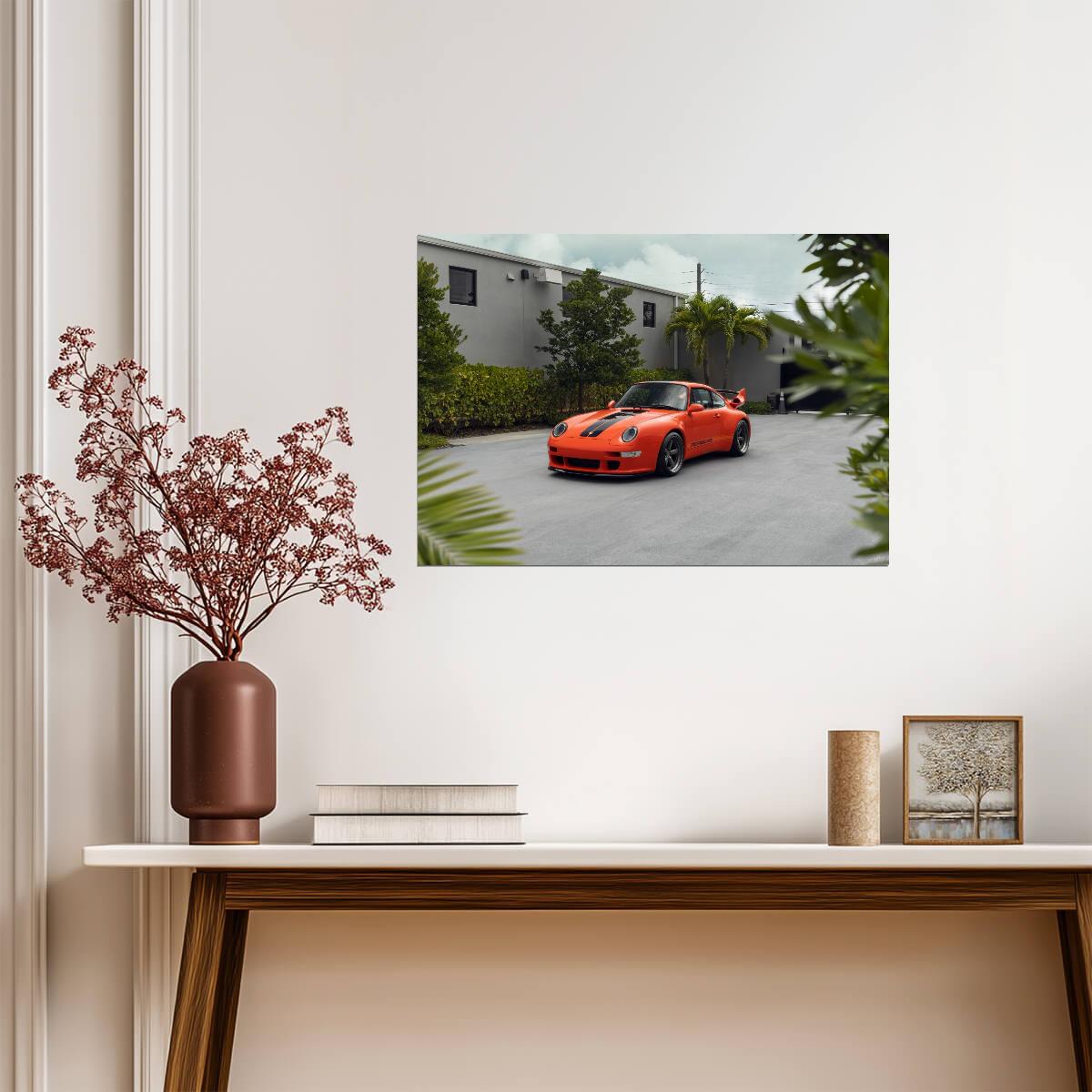 Porsche 911 (993) Gunther Werks | Full Carbon Body Restomod | Orange German Supercar Poster - Cars Poster