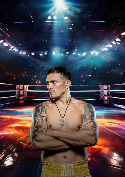 Oleksandr Usyk Stylized Art | Boxing Ring Poster | Combat Sports Print - Sports Poster