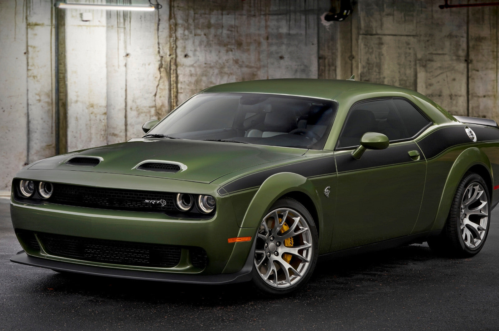 Dodge Challenger SRT Hellcat Redeye Widebody | American Muscle Poster | Olive Green Mopar Art - Cars Poster