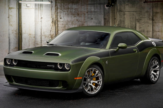 Dodge Challenger SRT Hellcat Redeye Widebody | American Muscle Poster | Olive Green Mopar Art - Cars Poster