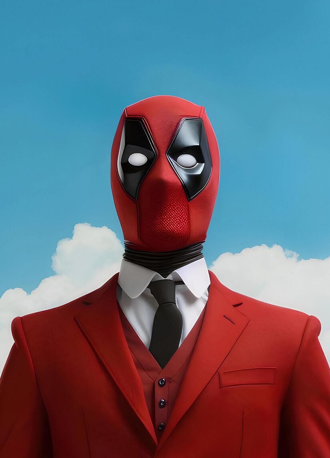 Deadpool in a Red Suit | Surreal Superhero Art | Marvel Movie Fan Poster - Movies & TV Poster