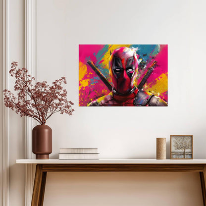 Deadpool Paint Splatter Portrait | Abstract Superhero Art | Vibrant Marvel Movie Poster - Movies & TV Poster