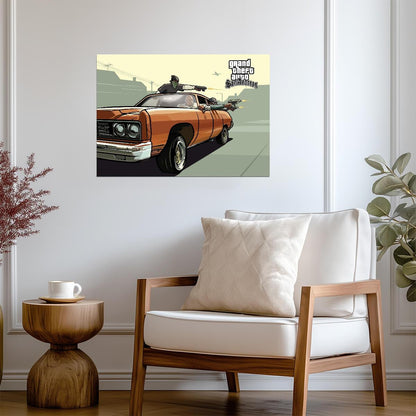 Grand Theft Auto San Andreas Drive By Shooting | Classic Game Art Poster | Retro GTA Gaming Decor - Video Games Poster