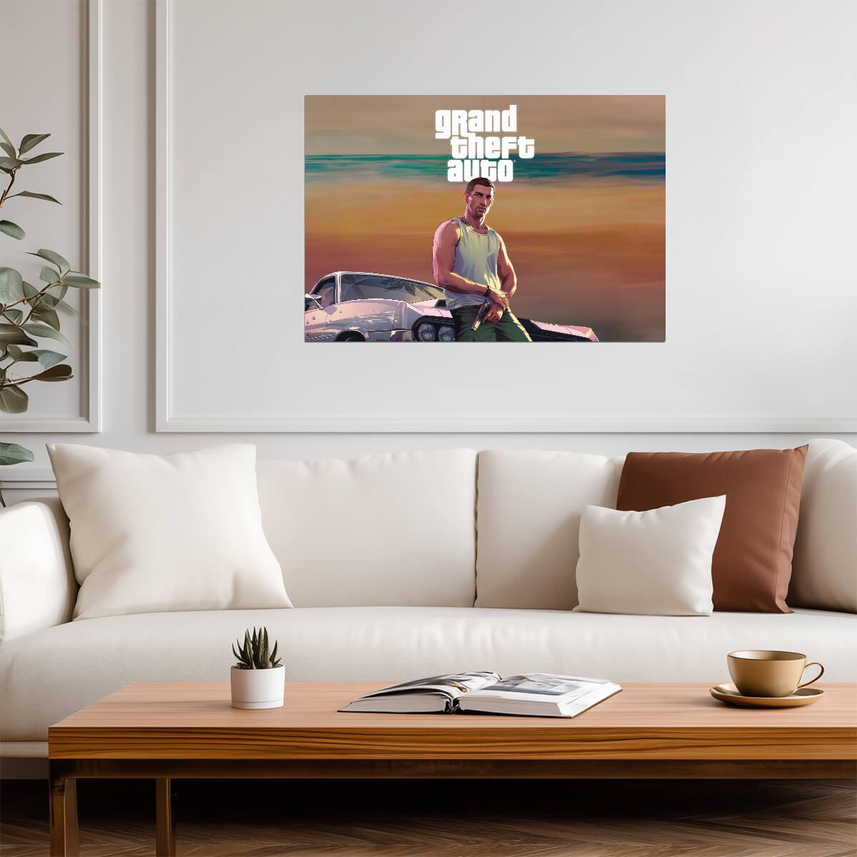 Grand Theft Auto VI Jason Duval Fan Edit | Vice City Promo Art Element | Vice City Gamer Gift - Video Games Poster