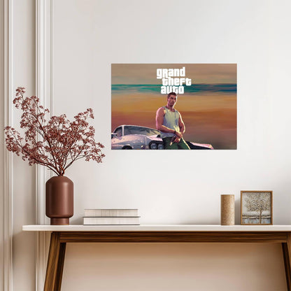 Grand Theft Auto VI Jason Duval Fan Edit | Vice City Promo Art Element | Vice City Gamer Gift - Video Games Poster