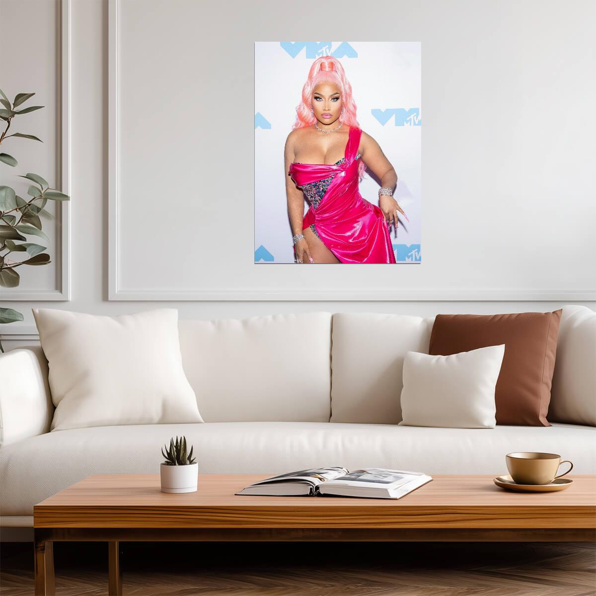 Nicki Minaj Pink Dress at VMAs | Red Carpet Fashion Poster | Hip Hop Star Wall Art - Music Poster