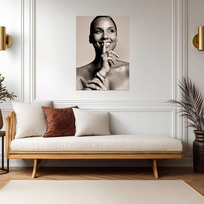 Alicia Keys | Black and White Portrait | Music Poster - Music Poster
