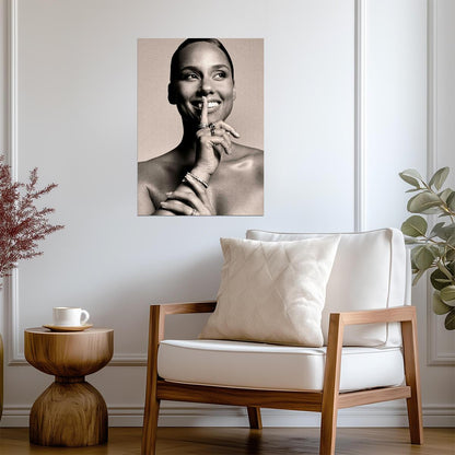 Alicia Keys | Black and White Portrait | Music Poster - Music Poster