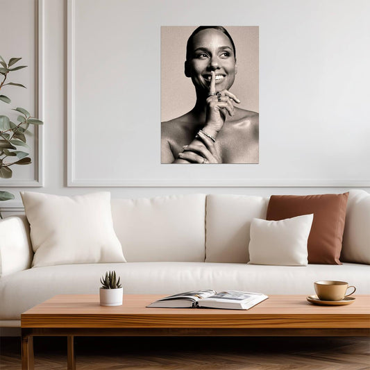 Alicia Keys | Black and White Portrait | Music Poster - Music Poster