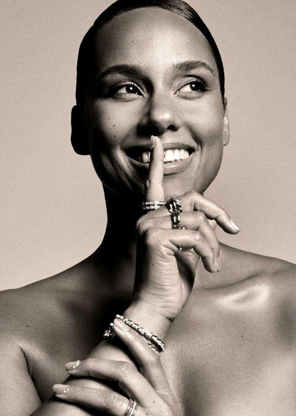 Alicia Keys | Black and White Portrait | Music Poster - Music Poster
