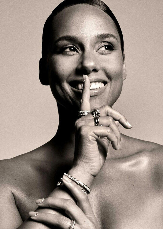 Alicia Keys | Black and White Portrait | Music Poster - Music Poster