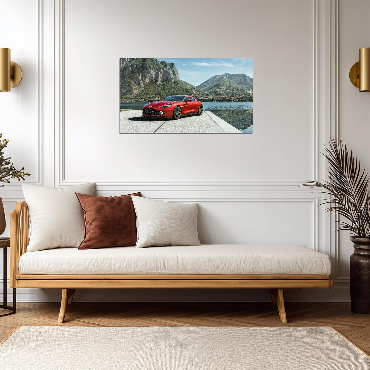Aston Martin Vanquish Zagato Coupe | Red British Supercar Poster | Limited Edition Luxury GT Art - Cars Poster