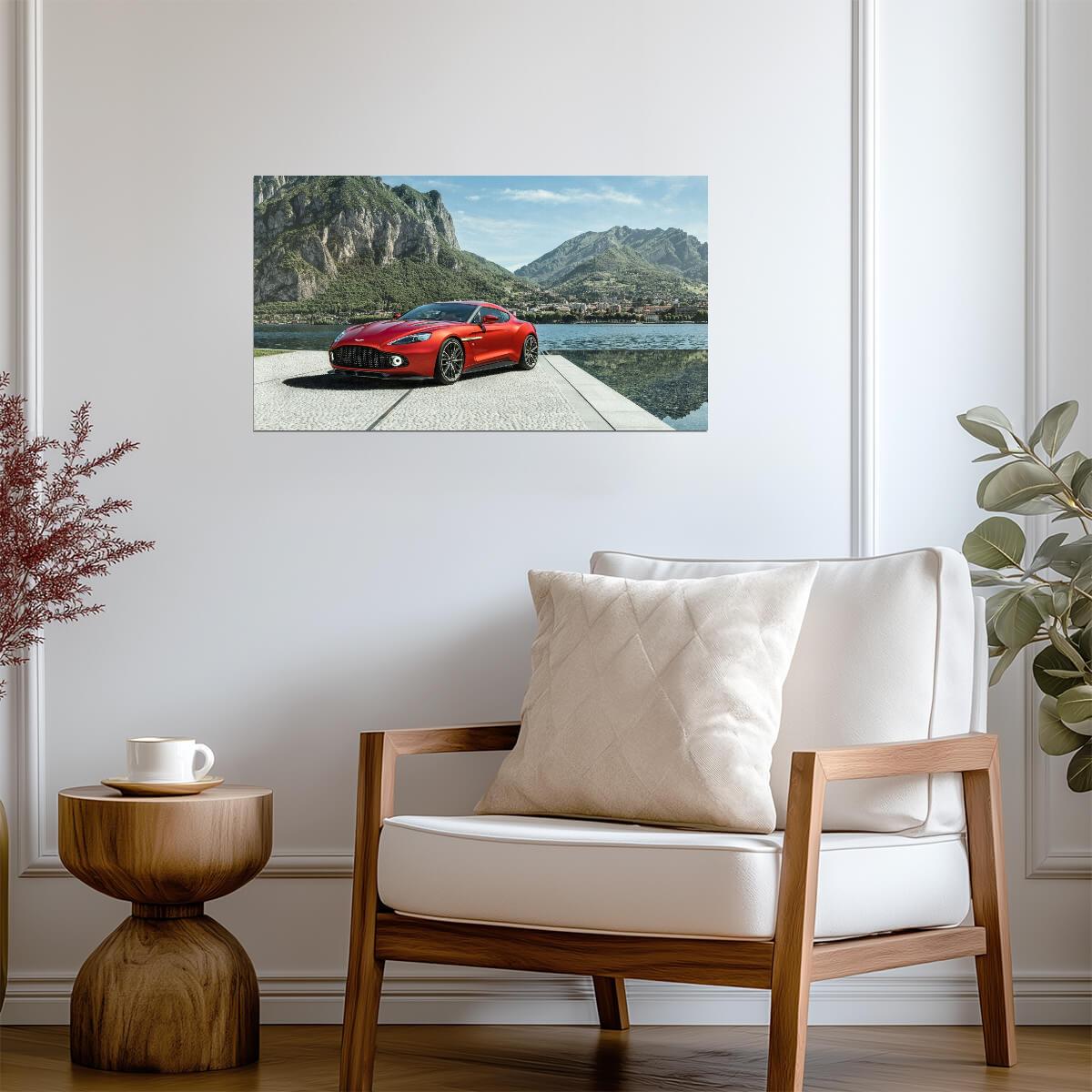 Aston Martin Vanquish Zagato Coupe | Red British Supercar Poster | Limited Edition Luxury GT Art - Cars Poster