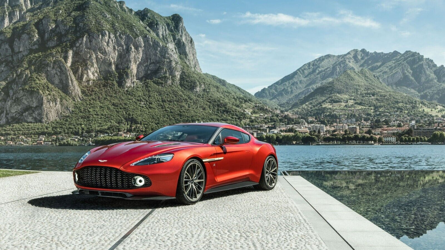 Aston Martin Vanquish Zagato Coupe | Red British Supercar Poster | Limited Edition Luxury GT Art - Cars Poster