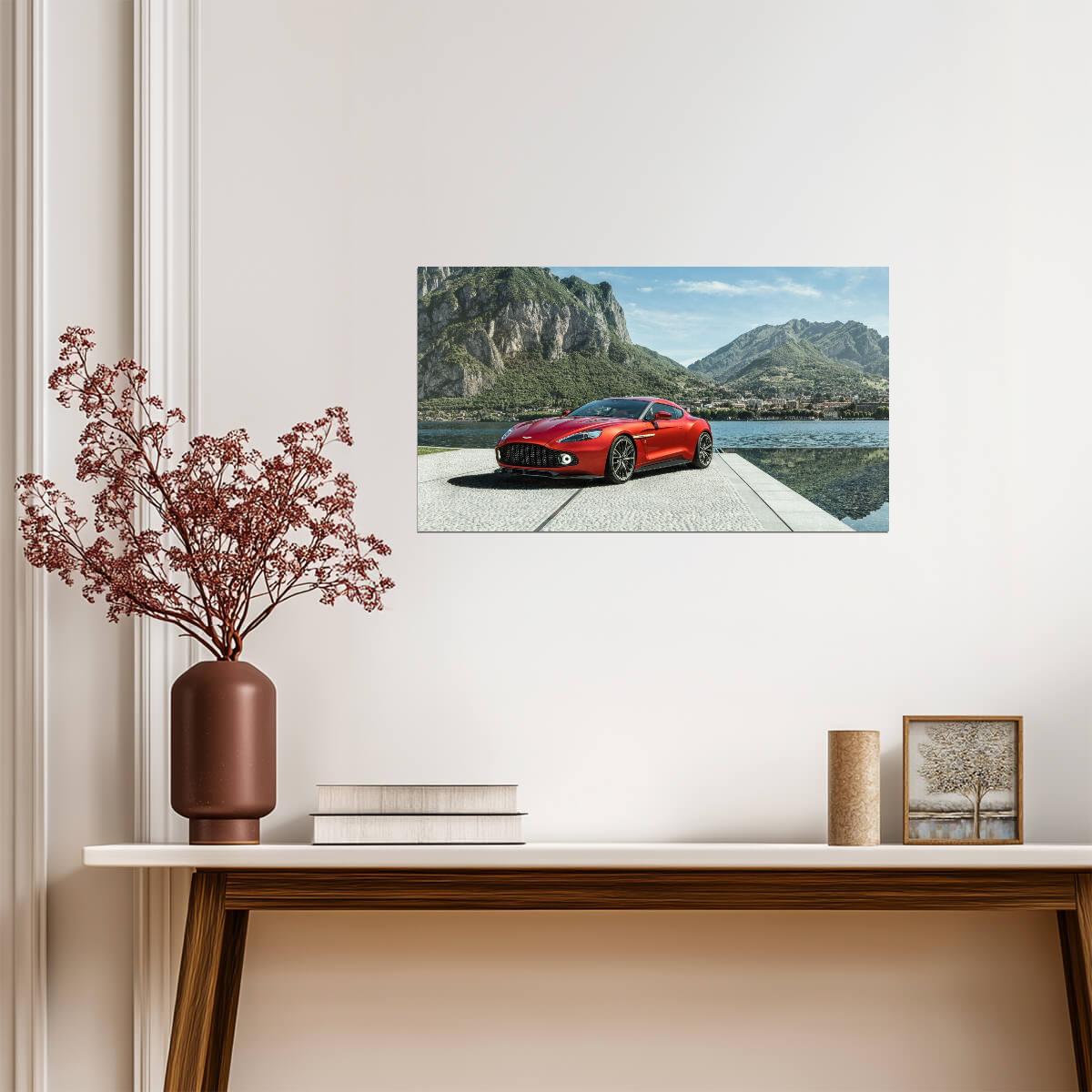Aston Martin Vanquish Zagato Coupe | Red British Supercar Poster | Limited Edition Luxury GT Art - Cars Poster