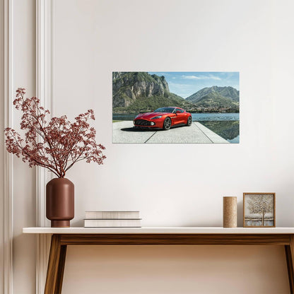 Aston Martin Vanquish Zagato Coupe | Red British Supercar Poster | Limited Edition Luxury GT Art - Cars Poster