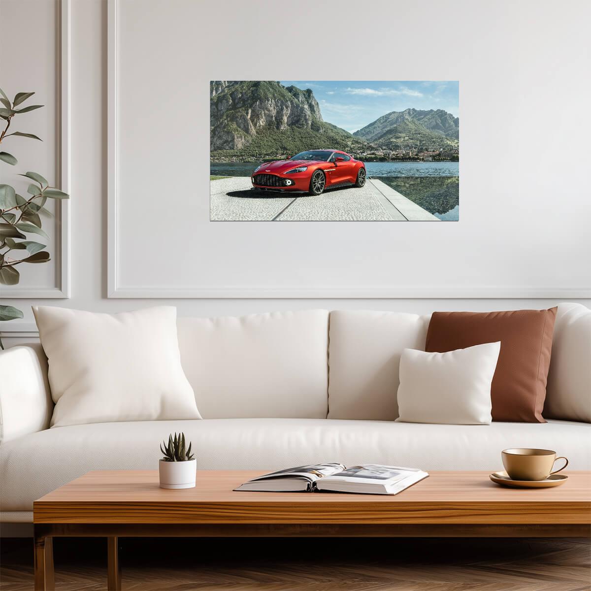 Aston Martin Vanquish Zagato Coupe | Red British Supercar Poster | Limited Edition Luxury GT Art - Cars Poster