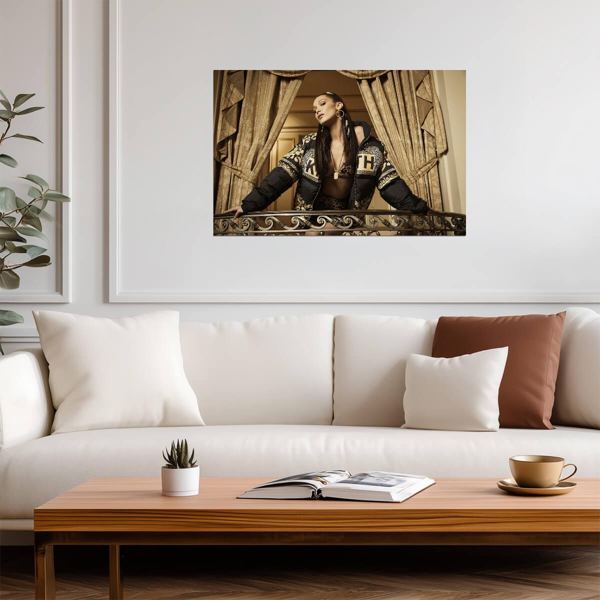 Bella Hadid | Fashion Model Photography Print | Glamorous Gold Aesthetic Poster - Celebrities Poster