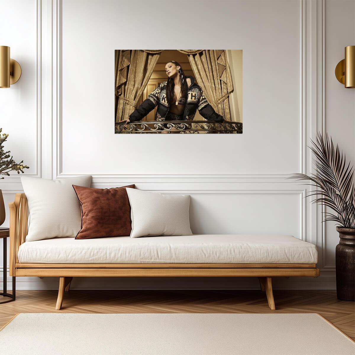 Bella Hadid | Fashion Model Photography Print | Glamorous Gold Aesthetic Poster - Celebrities Poster