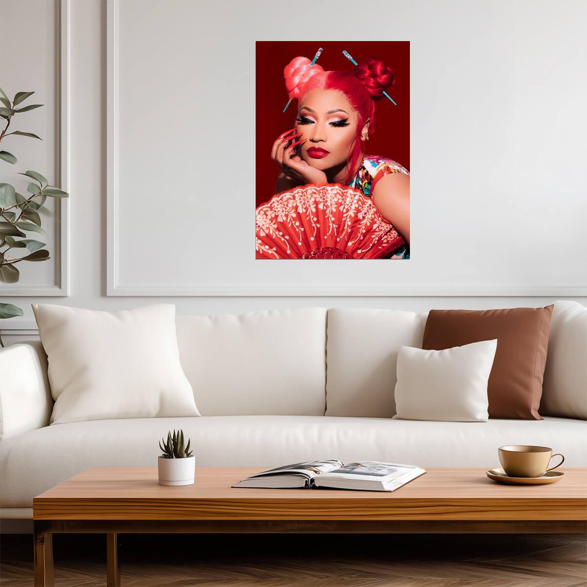 Nicki Minaj Red Ruby Da Sleeze | Asian Inspired Photoshoot Poster | Hip Hop Music Art - Music Poster