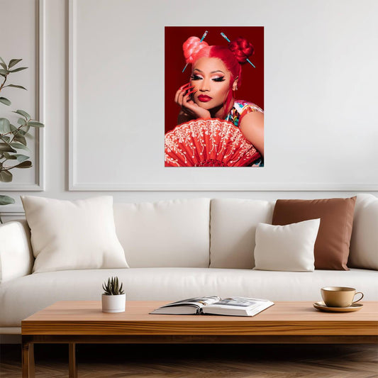 Nicki Minaj Red Ruby Da Sleeze | Asian Inspired Photoshoot Poster | Hip Hop Music Art - Music Poster