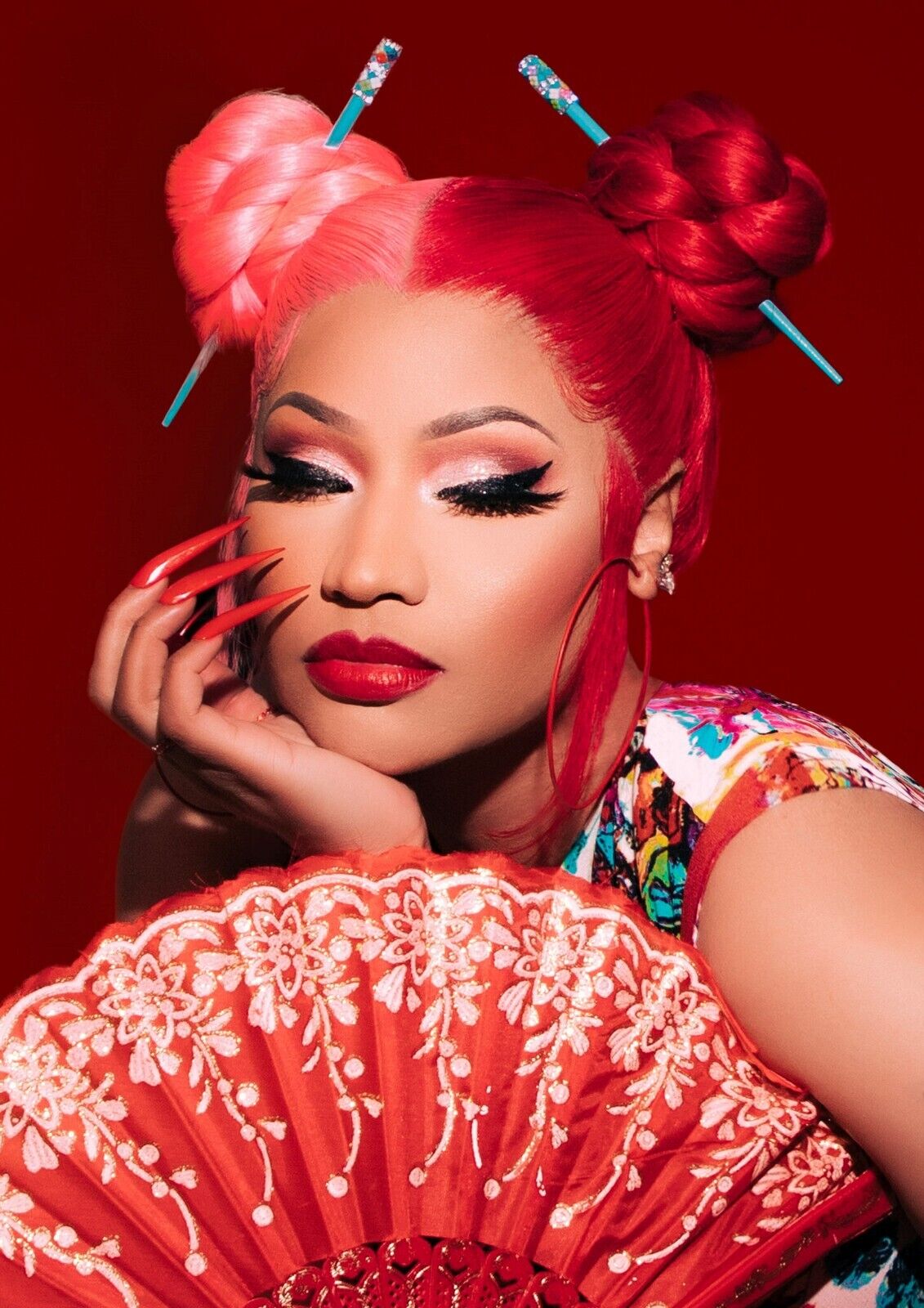 Nicki Minaj Red Ruby Da Sleeze | Asian Inspired Photoshoot Poster | Hip Hop Music Art - Music Poster