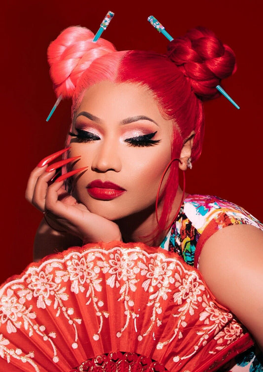 Nicki Minaj Red Ruby Da Sleeze | Asian Inspired Photoshoot Poster | Hip Hop Music Art - Music Poster