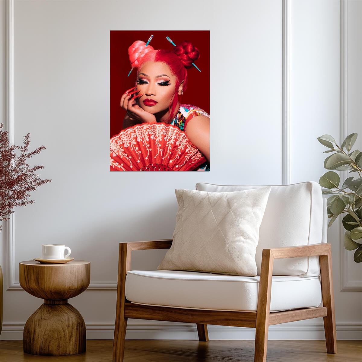 Nicki Minaj Red Ruby Da Sleeze | Asian Inspired Photoshoot Poster | Hip Hop Music Art - Music Poster